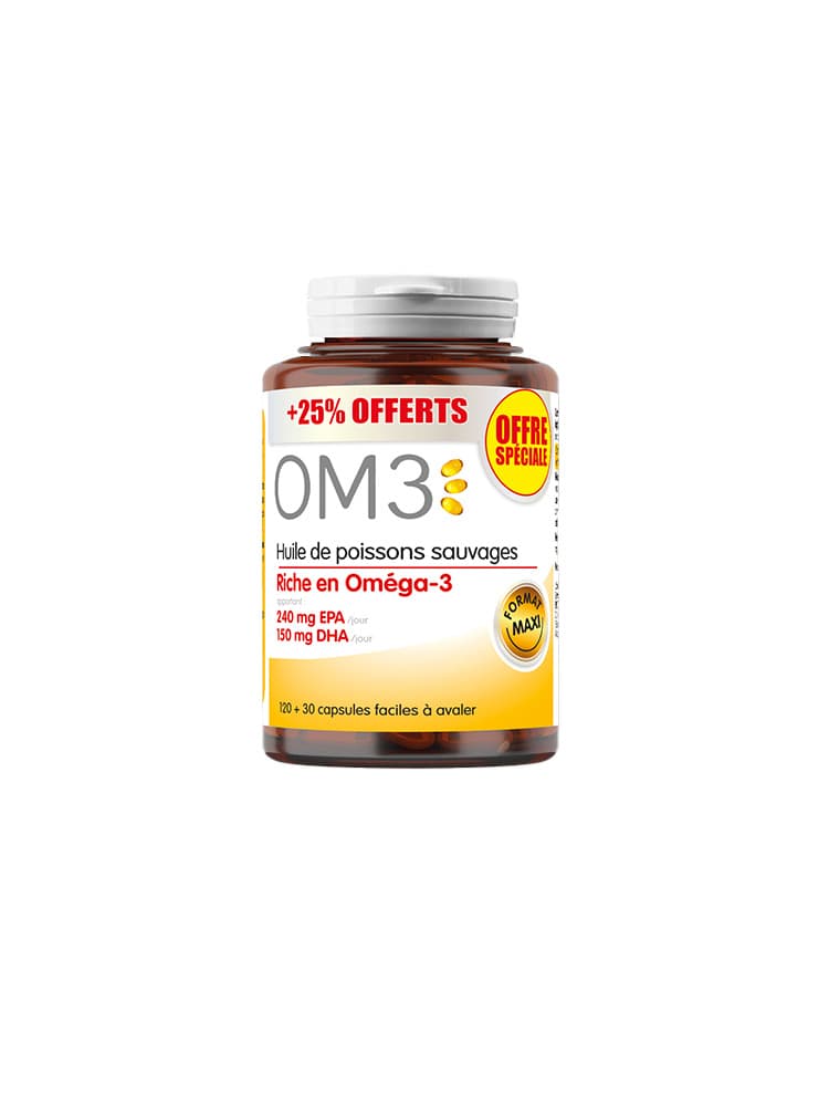 Om3 Huile de Poissons Sauvages 120 Capsules + 30 Offertes