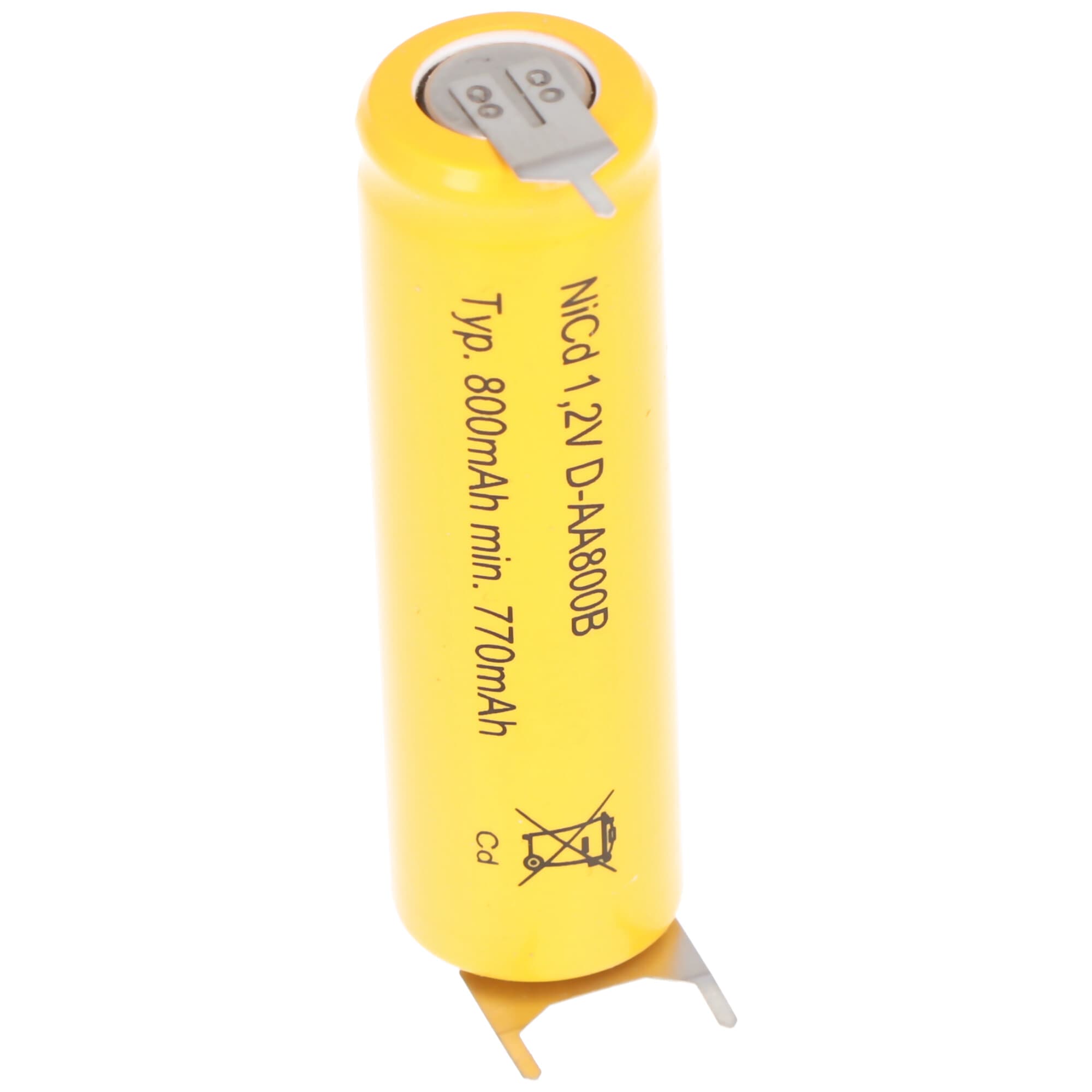 AccuCell Flat Top NiCd batterie 1.2V 600mAh / AA cosses à souder 3 voies Imprimer + /