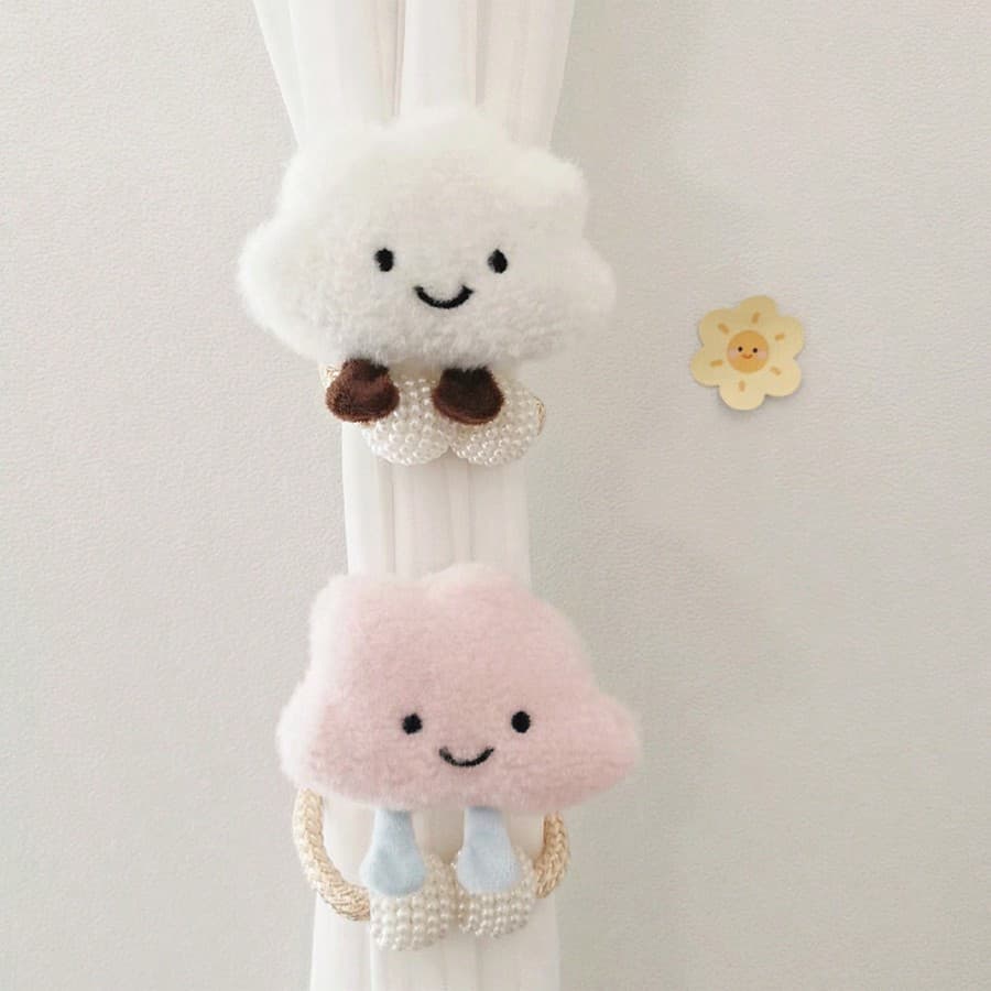 Attache de rideau de perle de nuage 3D de style coréen INS avec boucle pour la décoration de chambre denfants et la corde de liaison de moustiquaire